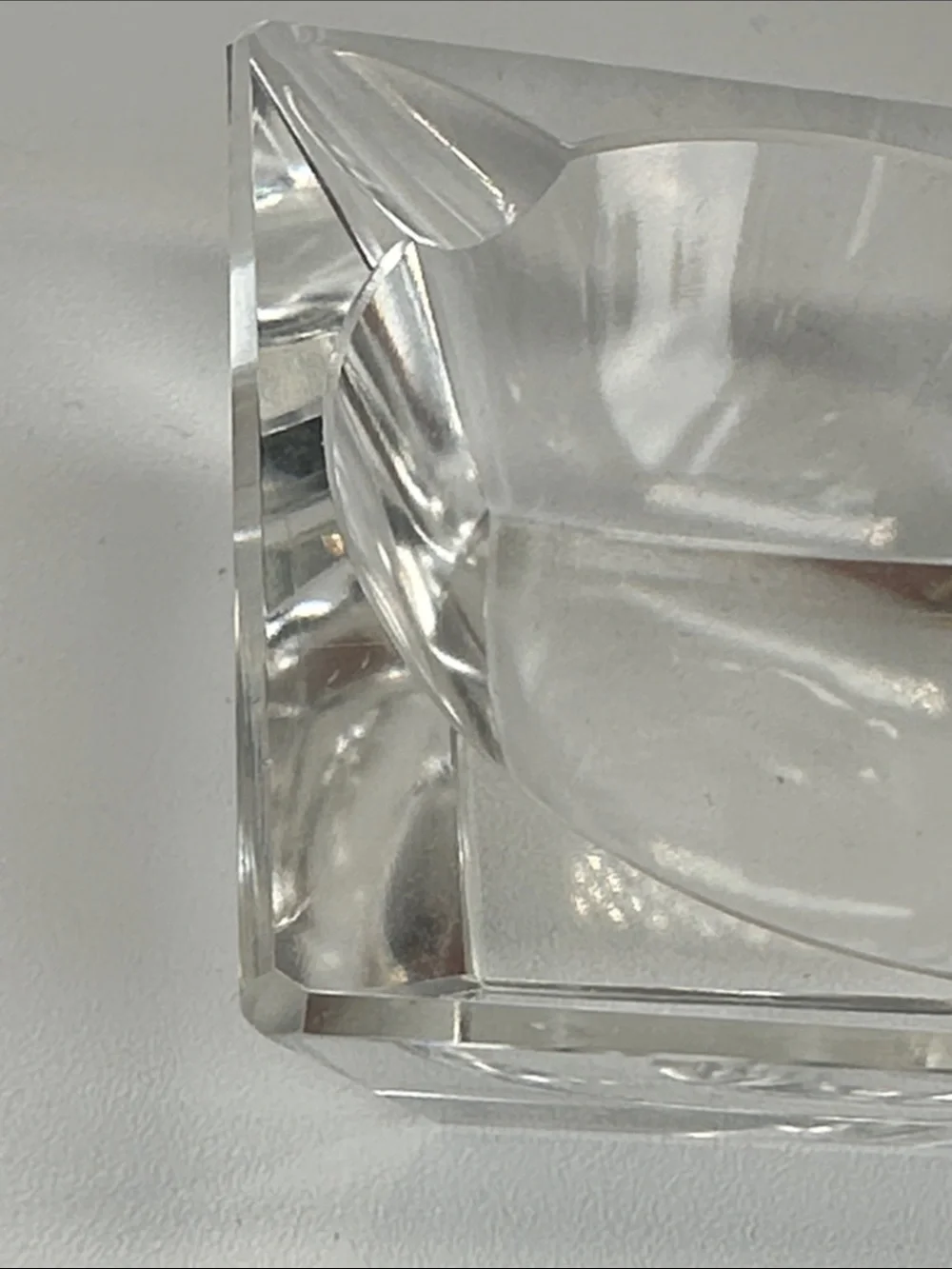 Cut Crystal Square Glass Ashtray / trinket dish small - Clear Finish